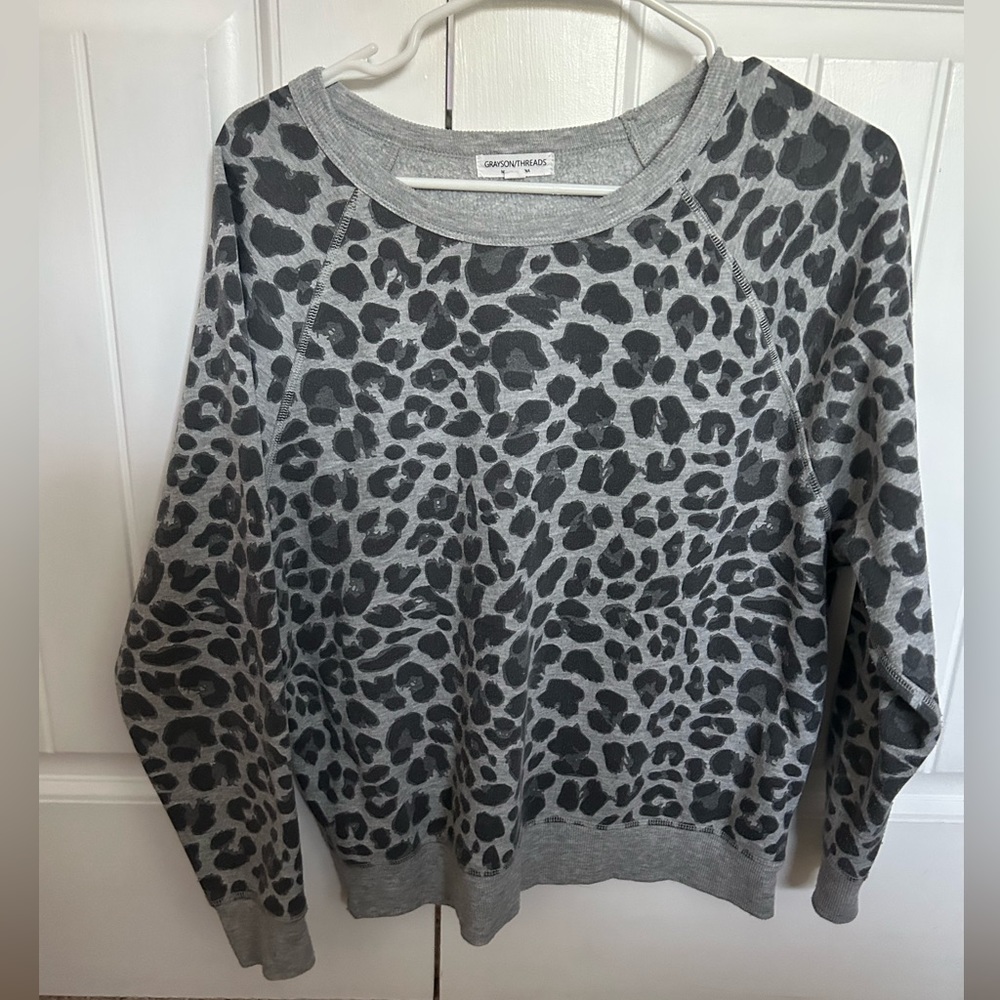 grey cheetah print sweatshirt